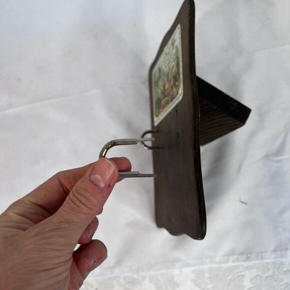 Wooden Recipe Card Holder Vintage Brown Stand Cottage Core Country Chic - Picture 4 of 9